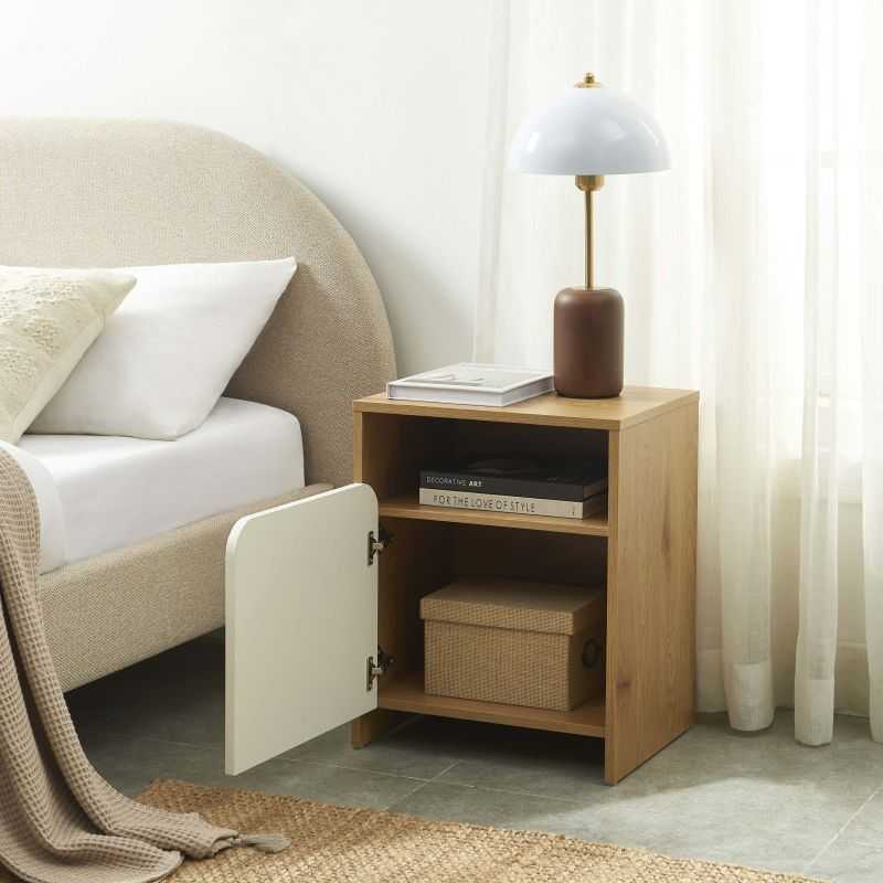 Table de chevet KILDA effet chêne et porte blanche