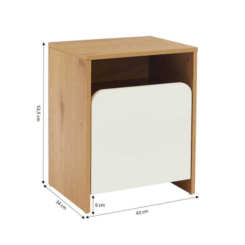 Table de chevet KILDA effet chêne et porte blanche