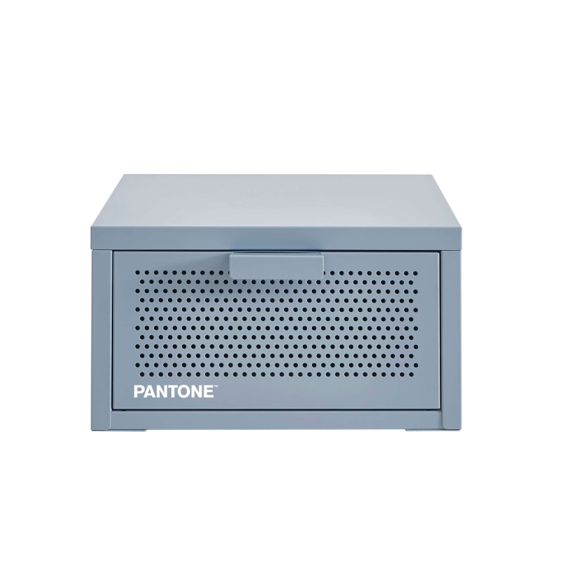 Table de chevet murale métal gris bleu 40cm, finition époxy mate, style contemporain