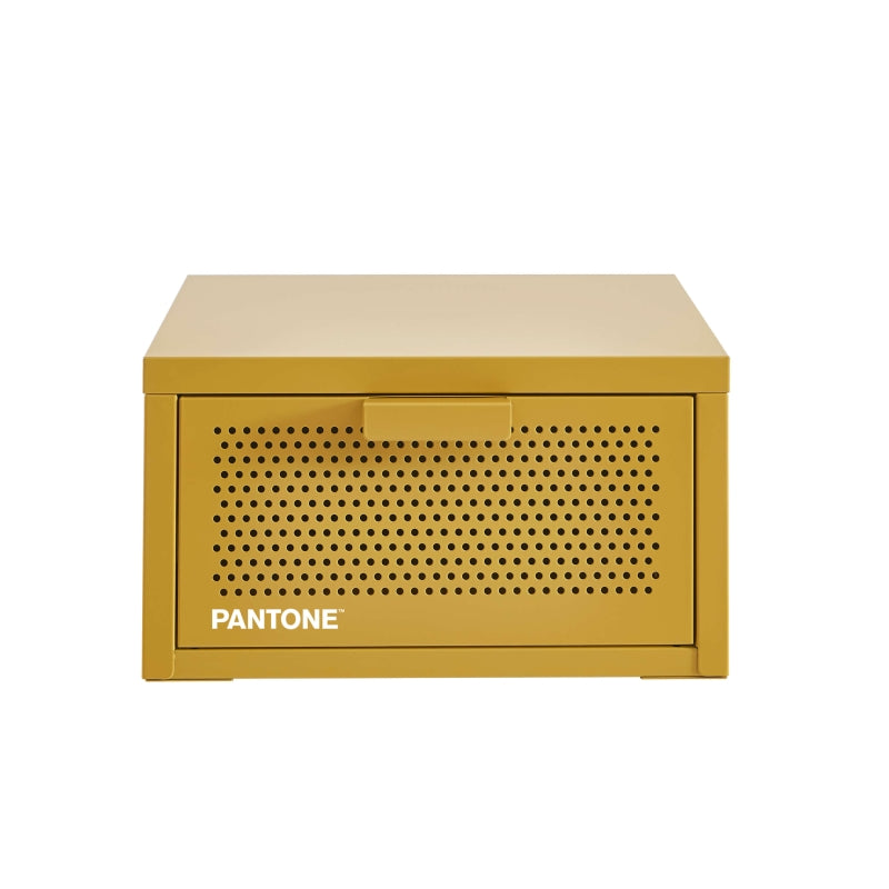 Table de chevet murale métal jaune moutarde 40cm, finition époxy mate style contemporain