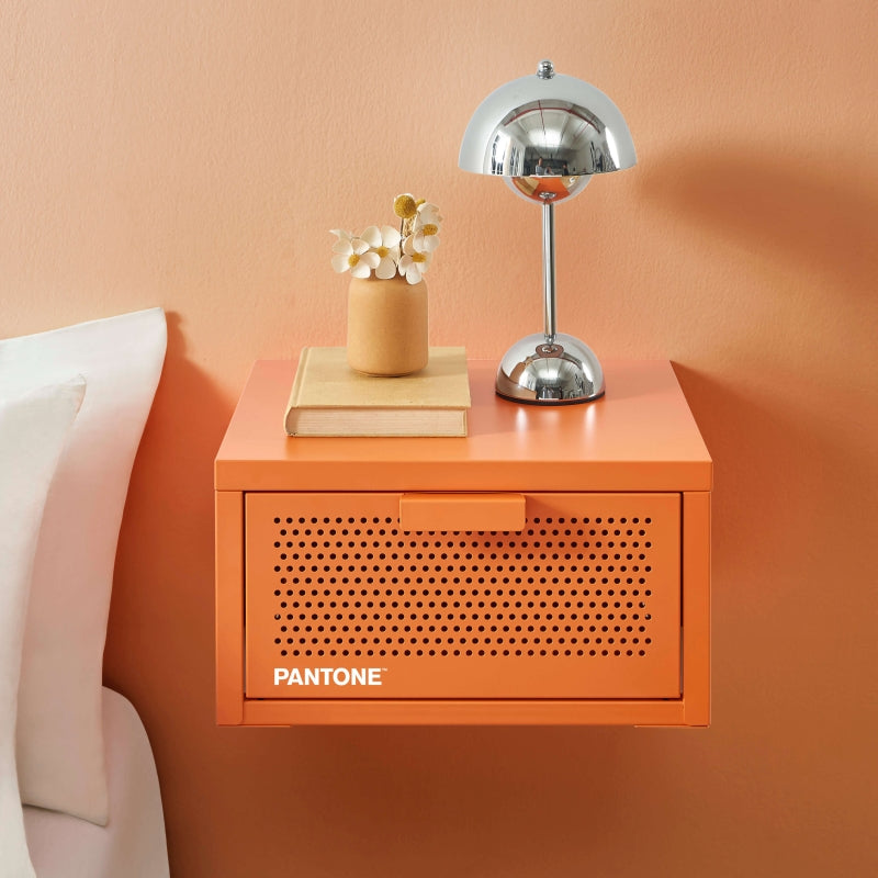 Table de chevet murale PANTONE métal orange 40cm