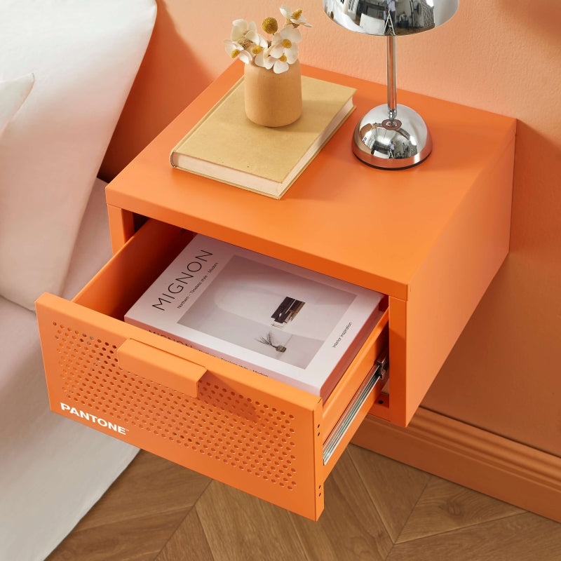 Table de chevet murale PANTONE métal orange 40cm