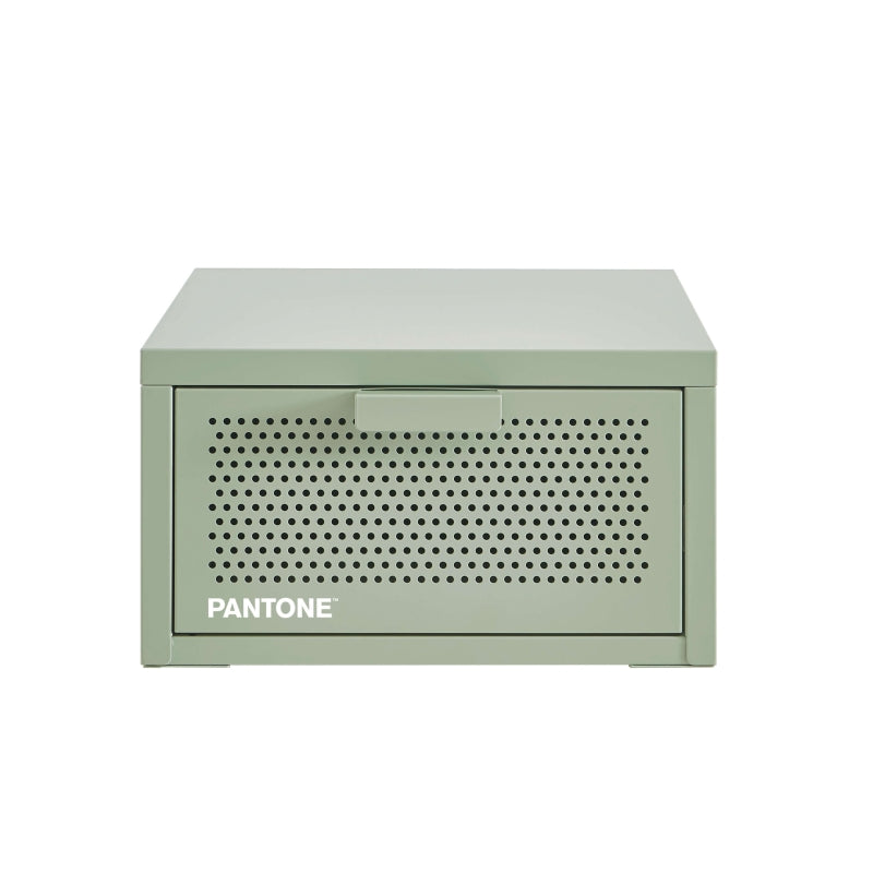 Table de chevet murale métal vert amande 40cm, finition époxy mate, style contemporain