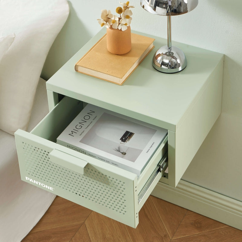 Table de chevet murale PANTONE métal vert amande 40cm