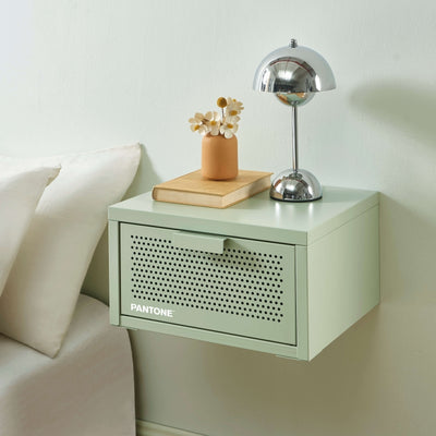 Table de chevet murale PANTONE métal vert amande 40cm