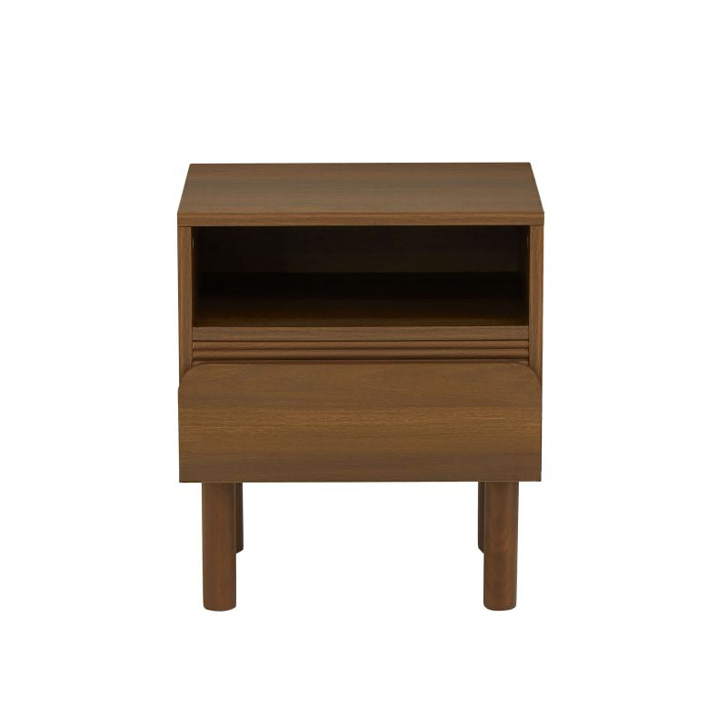 Table de chevet effet noyer 1 tiroir, style naturel et intemporel pour chambre moderne
