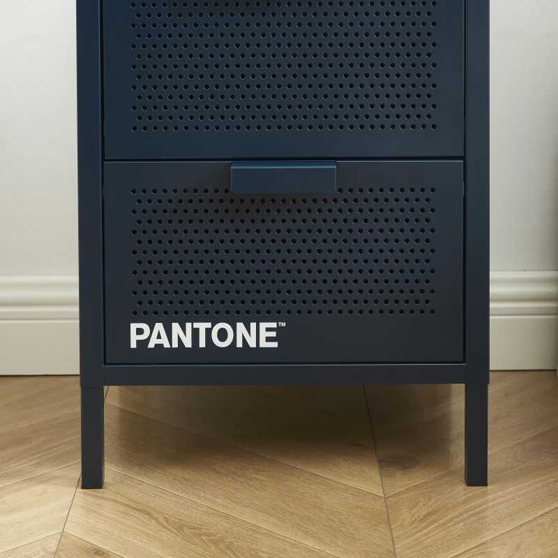 Table de chevet PANTONE métal bleu nuit double tiroirs 40cm