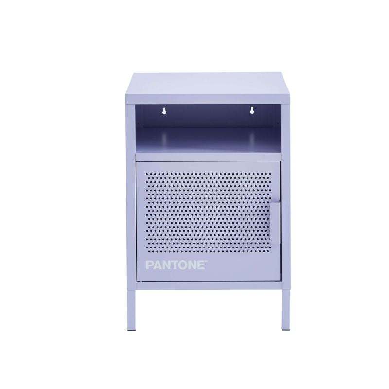 Table de chevet métal lilas 40cm design industriel, coloris PANTONE pour chambre moderne
