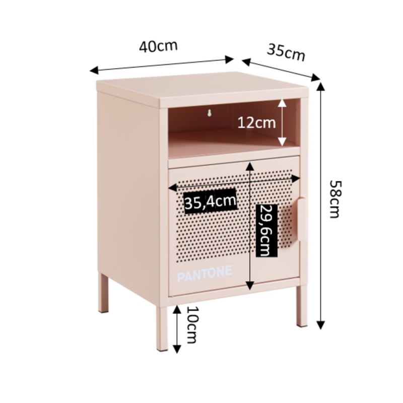 Table de chevet PANTONE métal rose blush