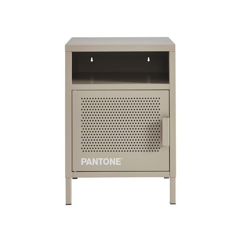 Table de chevet métal taupe design industriel PANTONE, style contemporain pour chambre