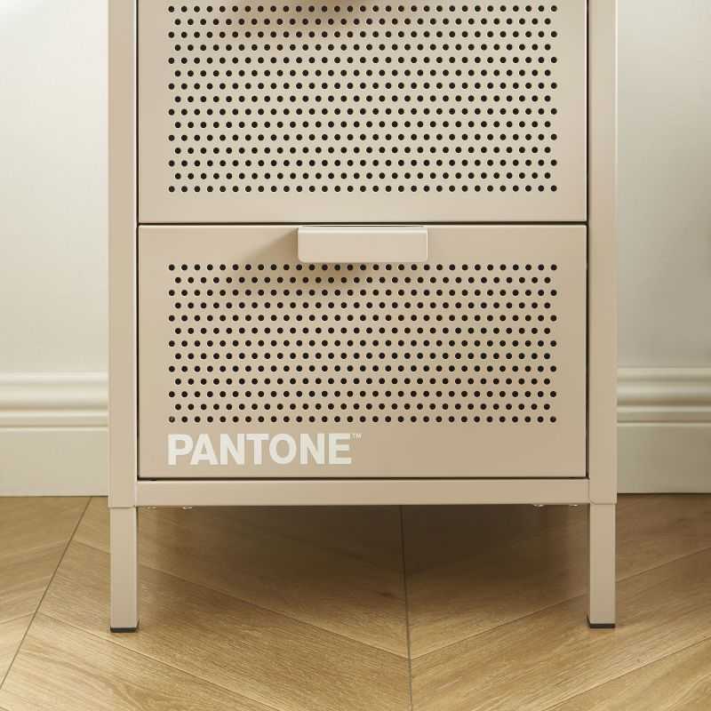 Table de chevet PANTONE métal taupe double tiroirs 40cm