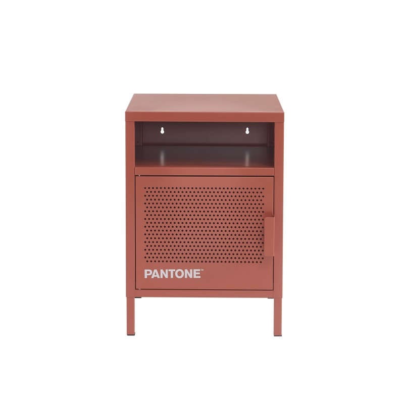 Table de chevet en métal terracotta design industriel PANTONE, pour chambre moderne