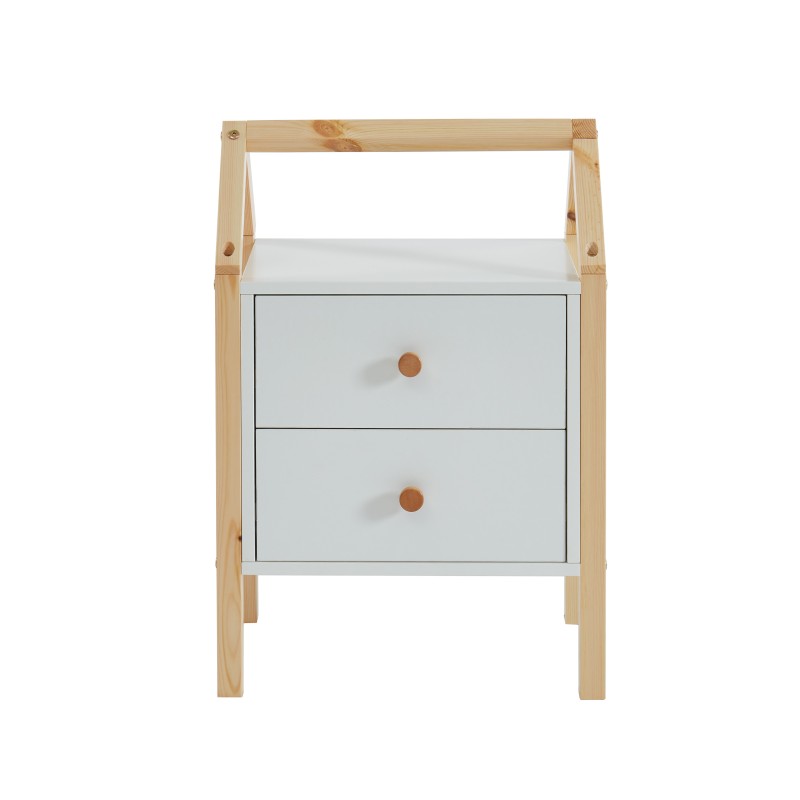 Table de chevet enfant TINY blanc, meuble d'appoint ludique pour chambre enfant