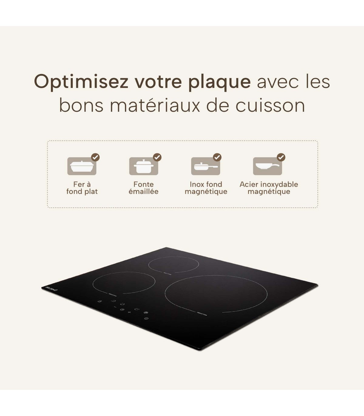 Plaque induction BELDEKO TI3V-119 : 3 foyers 5800 W encastrable, grand foyer XL 28 cm, booster et minuterie individuelle