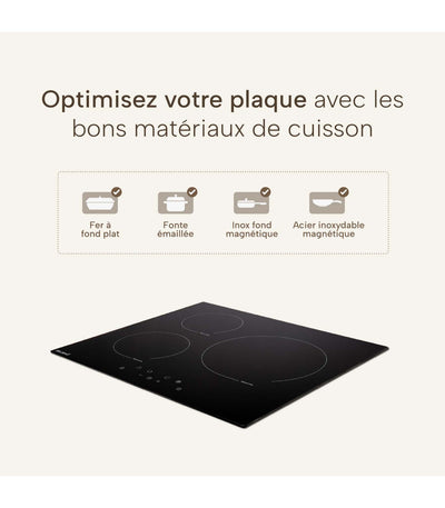 Plaque induction BELDEKO TI3V-119 : 3 foyers 5800 W encastrable, grand foyer XL 28 cm, booster et minuterie individuelle