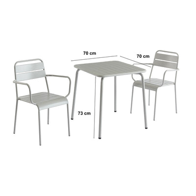 Table de jardin PANTONE carré en acier gris glacier 70 cm