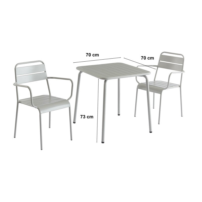 Table de jardin PANTONE carré en acier gris glacier 70 cm