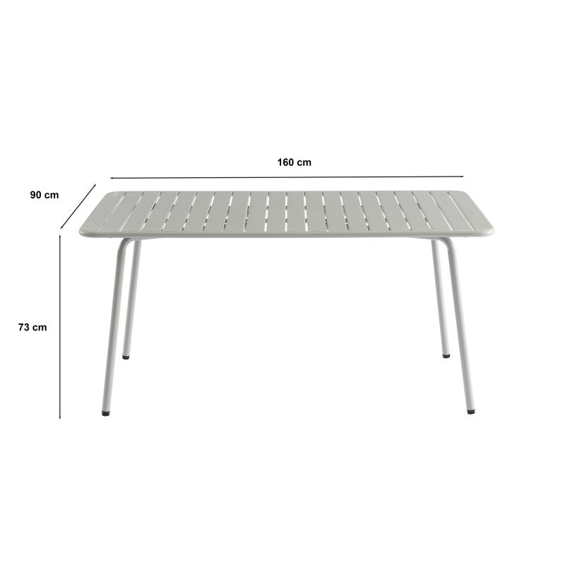 Table de jardin PANTONE rectangulaire en acier gris glacier 160 cm