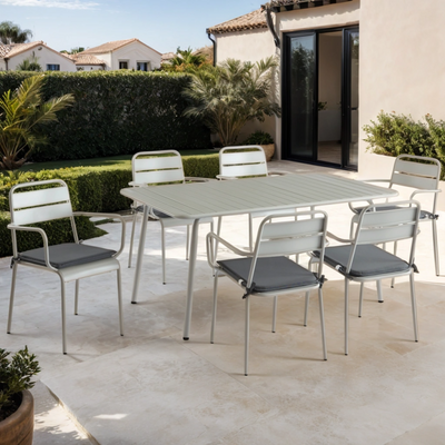 Table de jardin PANTONE rectangulaire en acier gris glacier 160 cm