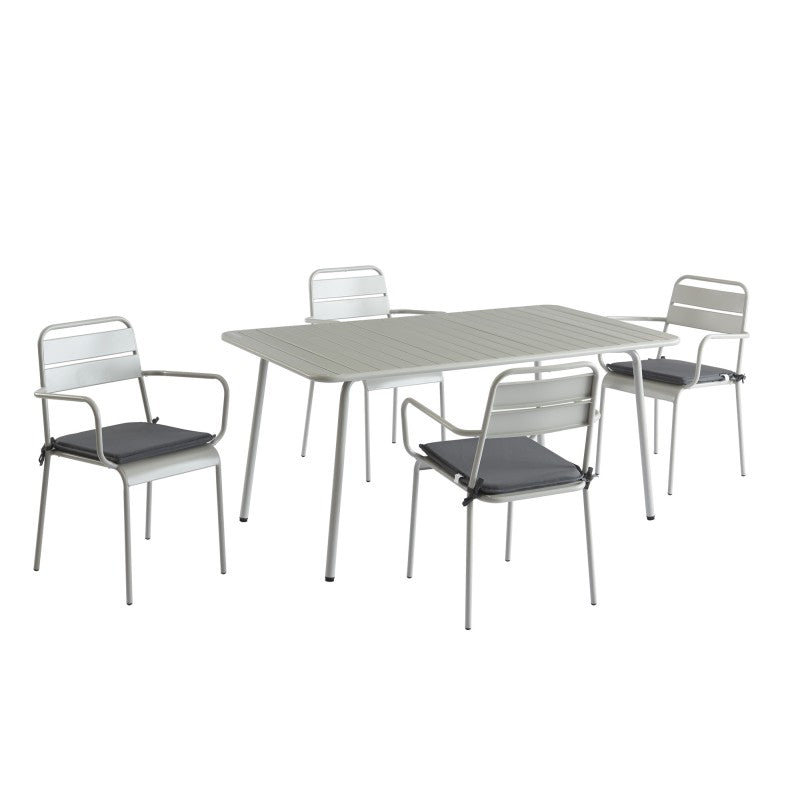 Table de jardin PANTONE rectangulaire en acier gris glacier 160 cm