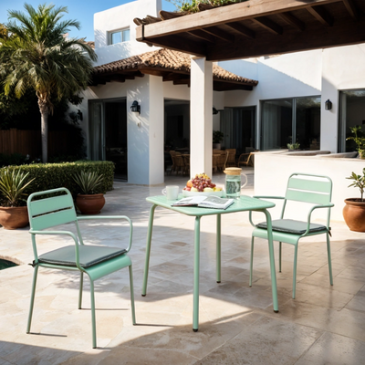 Table de jardin PANTONE carré en acier vert menthe 70 cm