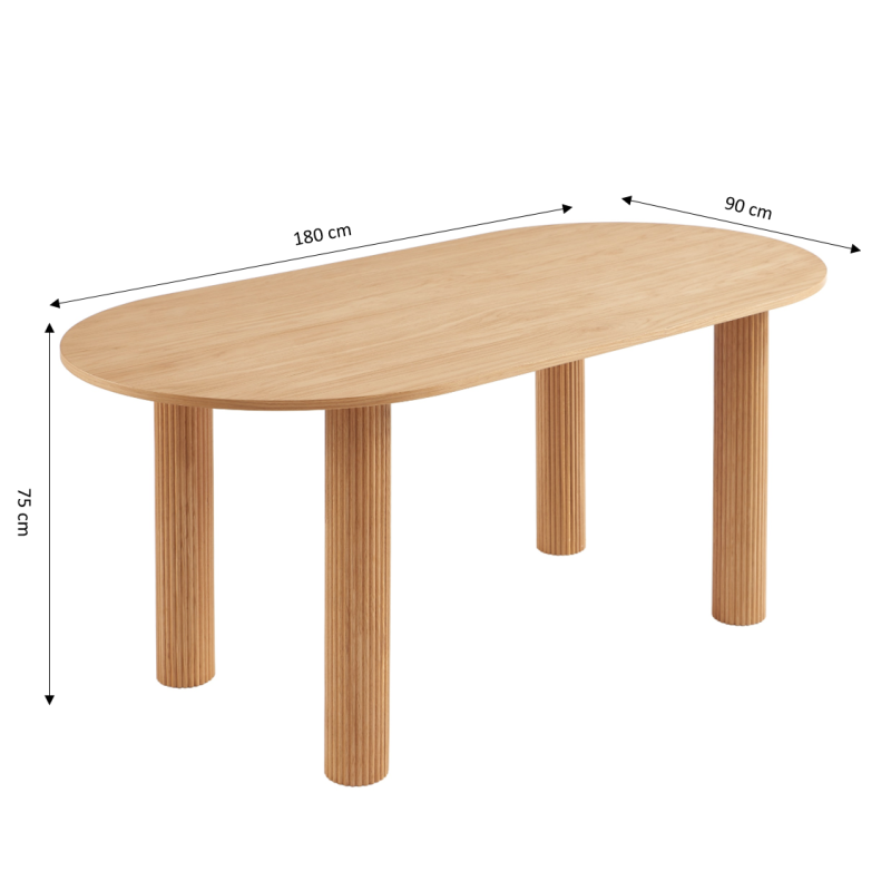 Table à manger PENELOPE placage chêne 180cm