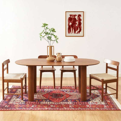 Table à manger PENELOPE placage chêne couleur noyer 180cm