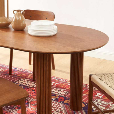Table à manger PENELOPE placage chêne couleur noyer 180cm