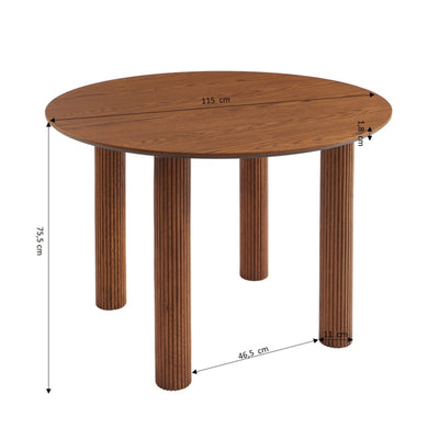 Table de séjour PENELOPE ronde placage chêne couleur noyer 115 cm