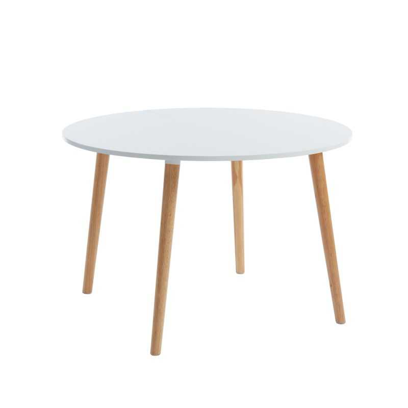 Table extensible ORACLE laqué blanc mat pieds en bois massif 120-160cm