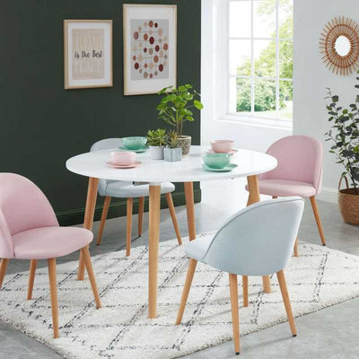 Table extensible ORACLE laqué blanc mat pieds en bois massif 120-160cm
