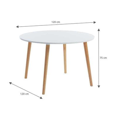 Table extensible ORACLE laqué blanc mat pieds en bois massif 120-160cm