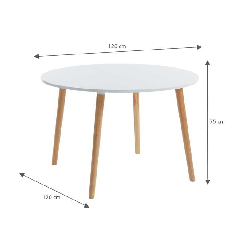 Table extensible ORACLE laqué blanc mat pieds en bois massif 120-160cm