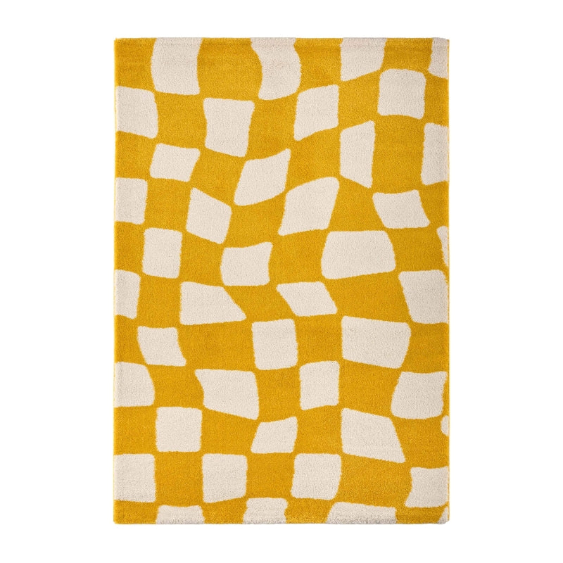 Tapis ABBY jaune motif vintage 120x160 cm