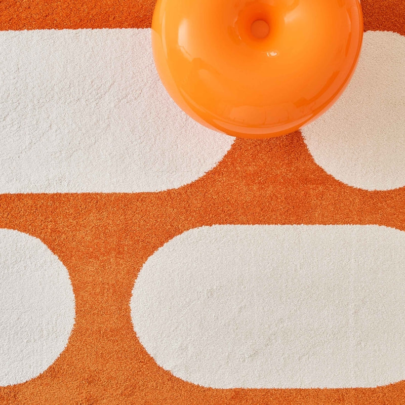 Tapis ABBY orange motif rétro 160x230 cm