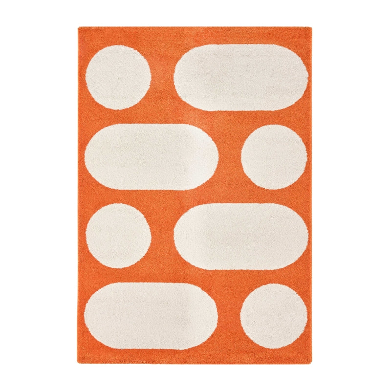 Tapis ABBY orange motif rétro 200x280 cm