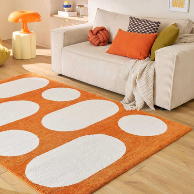 Tapis ABBY orange motif rétro 200x280 cm