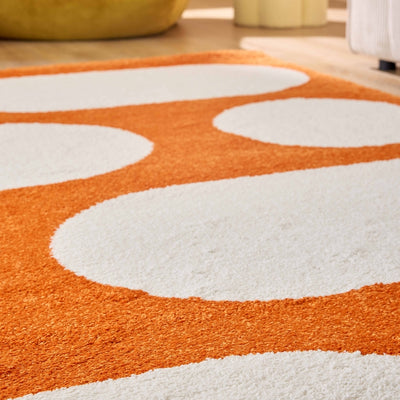 Tapis ABBY orange motif rétro 80x140 cm