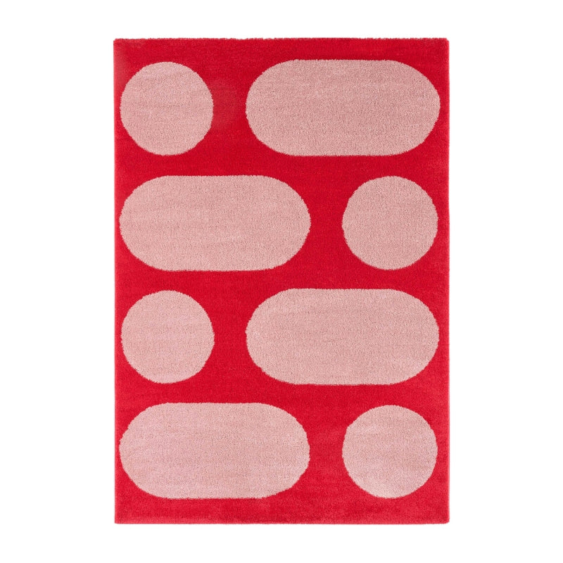 Tapis ABBY rouge motif rétro 80x140 cm