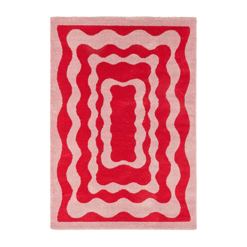 Tapis ABBY rouge motif vintage 120x160 cm