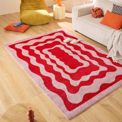 Tapis ABBY rouge motif vintage 80x140 cm
