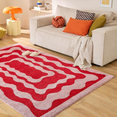 Tapis ABBY rouge motif vintage 80x140 cm