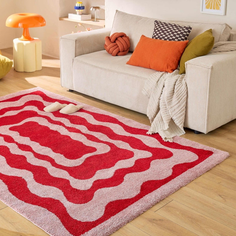 Tapis ABBY rouge motif vintage 80x140 cm