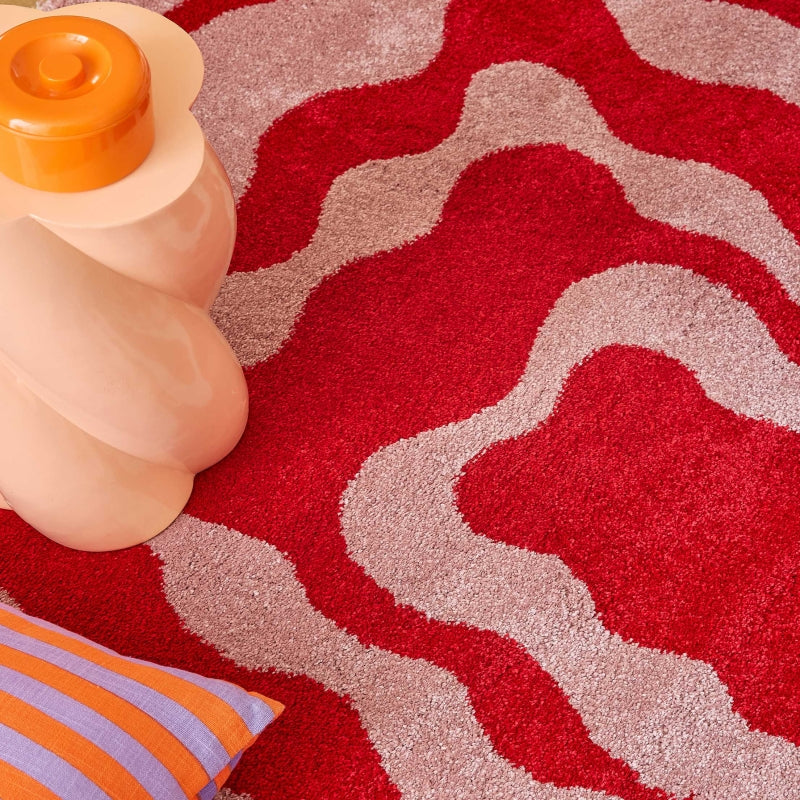 Tapis ABBY rouge motif vintage 80x140 cm