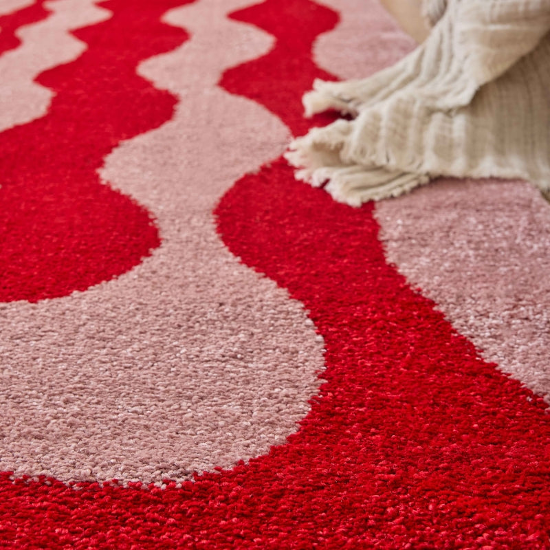 Tapis ABBY rouge motif vintage 80x140 cm