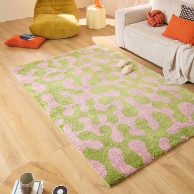 Tapis ABBY vert motif vintage 160x230 cm