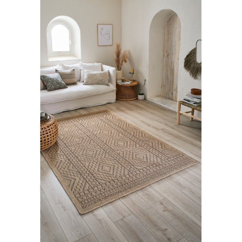 Tapis d'extérieur CAPRI marron aspect jute 200x290cm