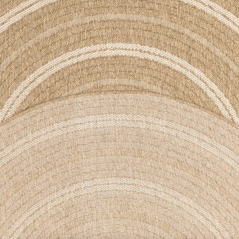 Tapis d'extérieur MENORCA rond marron et blanc aspect jute 160x160cm
