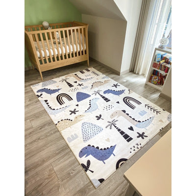 Tapis NOE bleu motif dinosaures 160x230 cm