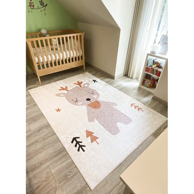 Tapis NOE marron motif renne 160x230 cm